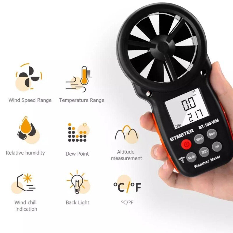 Btmeter Handheld Digital Anemometer Barometer Crondall Weather