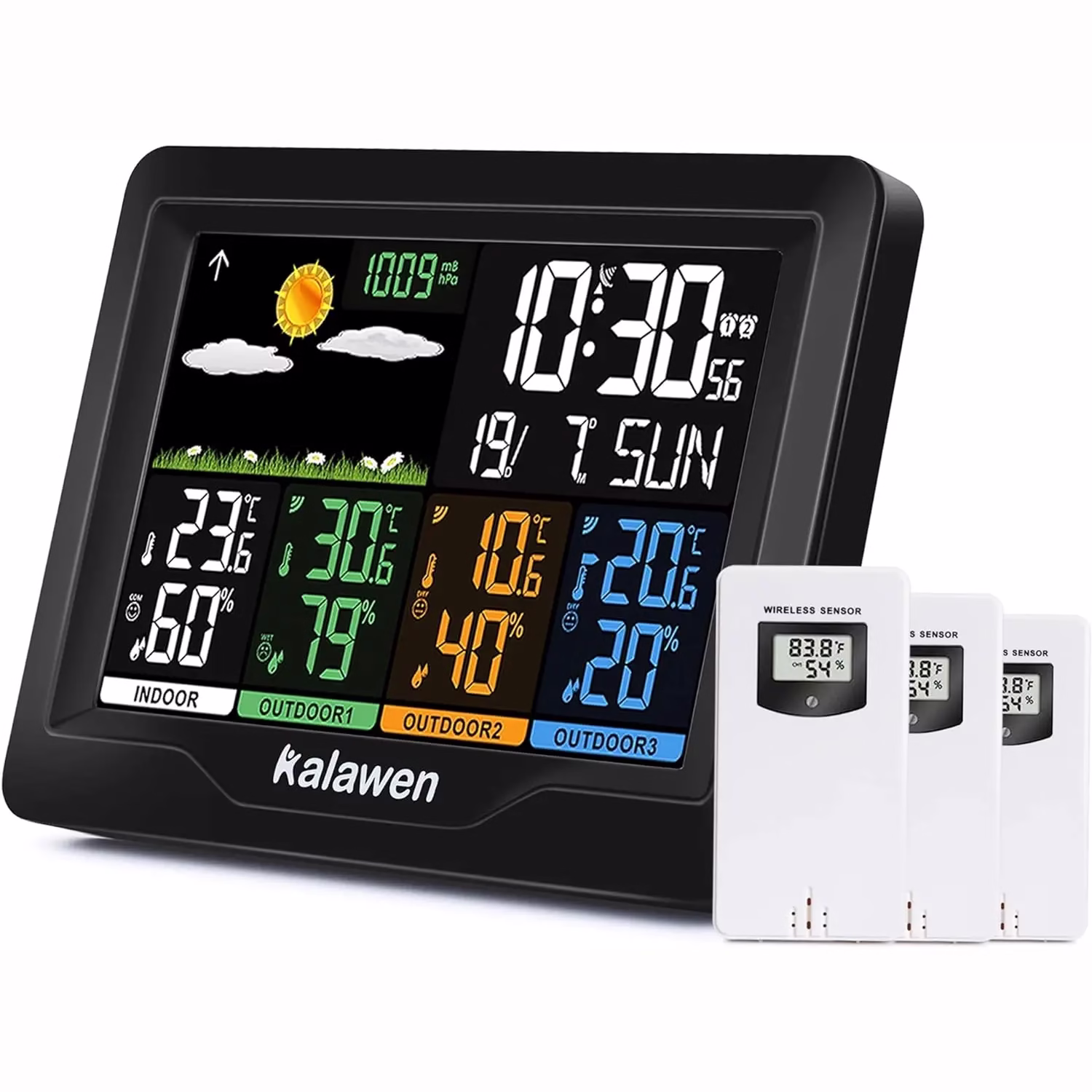 Kalawen Weather Station with 3 Outdoor Sensors