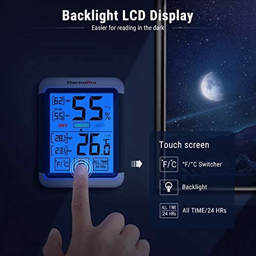 ThermoPro TP55 Digital Indoor Hygrometer Thermometer with Large Touchscreen - Image 5