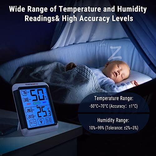 ThermoPro TP55 Digital Indoor Hygrometer Thermometer with Large Touchscreen - Image 3