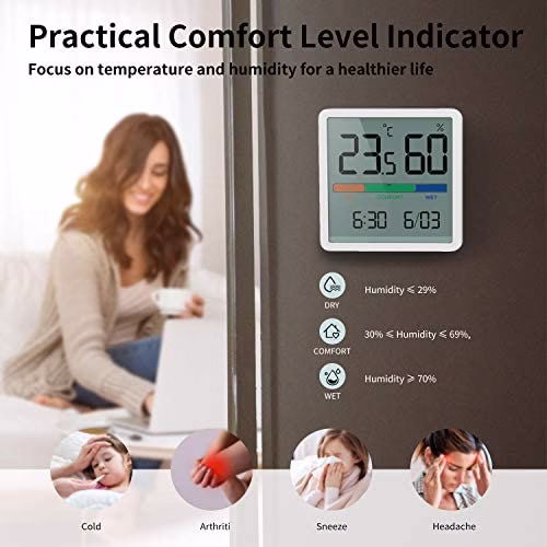 NOKLEAD Hygrometer Indoor Thermometer with Clock for Home - Image 3
