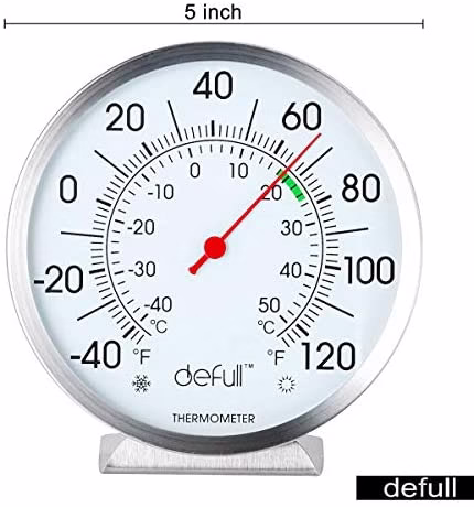 Defull 5 inch Indoor Outdoor Thermometer Stainless Steel - Image 2