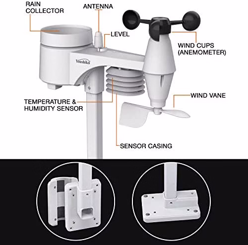 Youshiko YC9387 Professional Weather Station 5-in-1 Wireless Sensors - Image 5