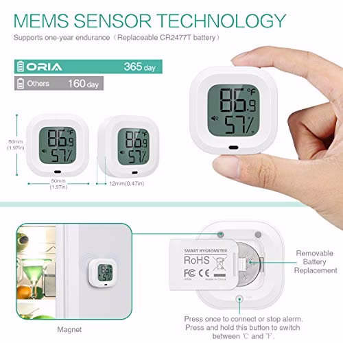 ORIA 2 Pack Wireless Bluetooth Thermometer Hygrometer - Image 5