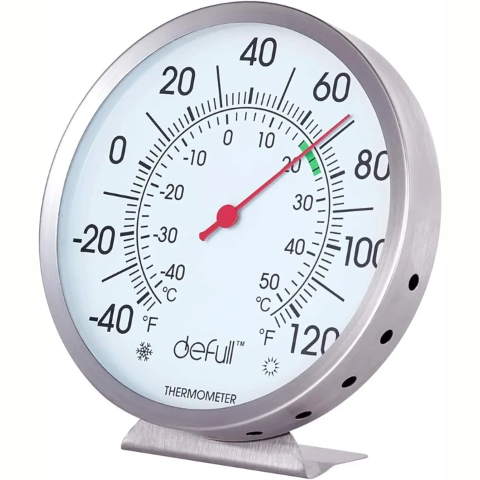 Defull 5 inch Indoor Outdoor Thermometer Stainless Steel