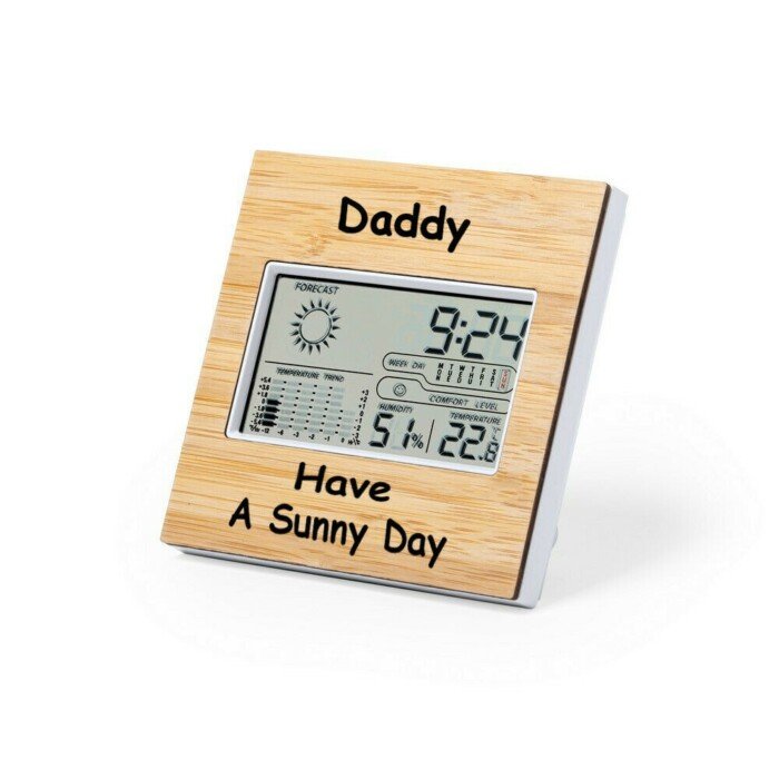 Personalised Bamboo Weather Station Gift for Mum Her Dad Chef Birthday Grandad - Image 6